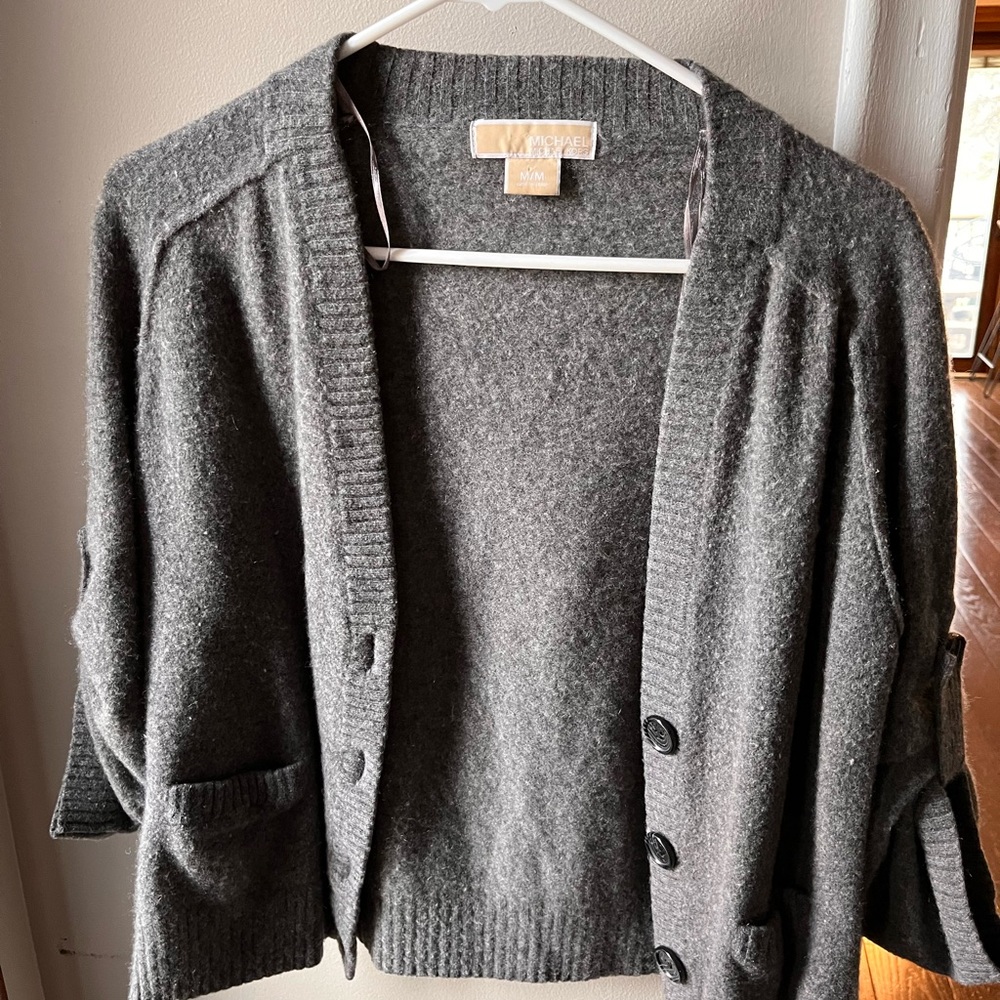 Michael Kors Gray Cardigan Sweater 100% cashmere